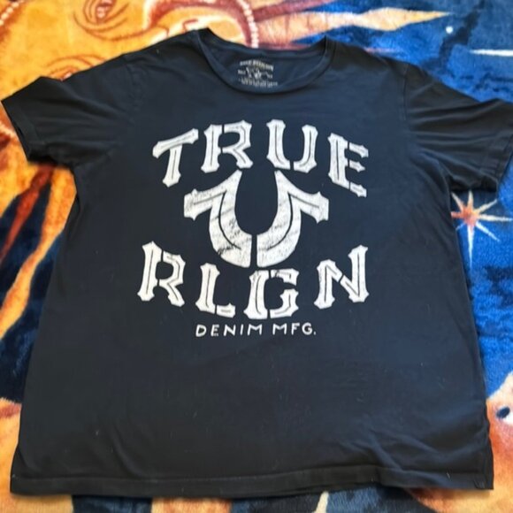 True Religion Black Short Sleeve Tee with Graphic Design - Picture 2 of 6